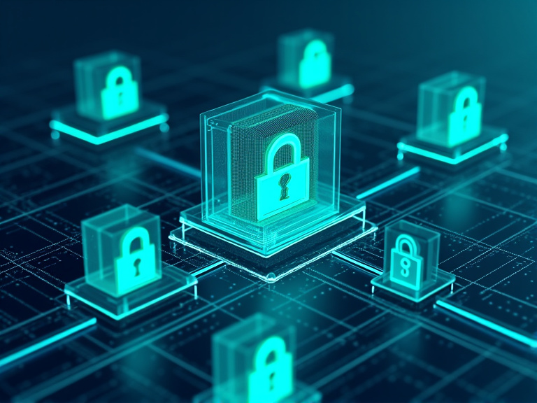Data security illustration showing encrypted files and secure connections